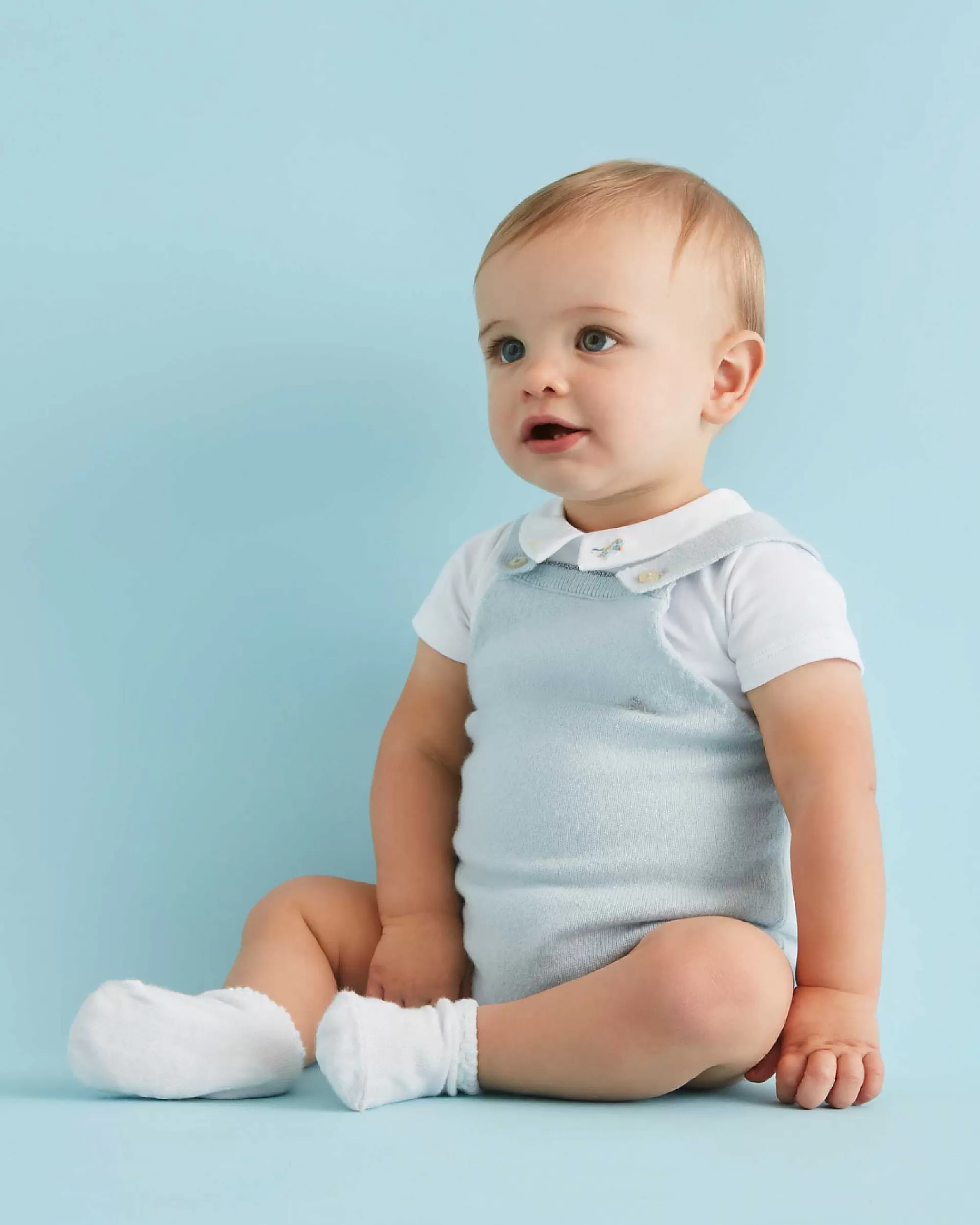 Bébé Marie Chantal Petite Fille*Barboteuse Scintillante En Cachemire - Bleu Pale