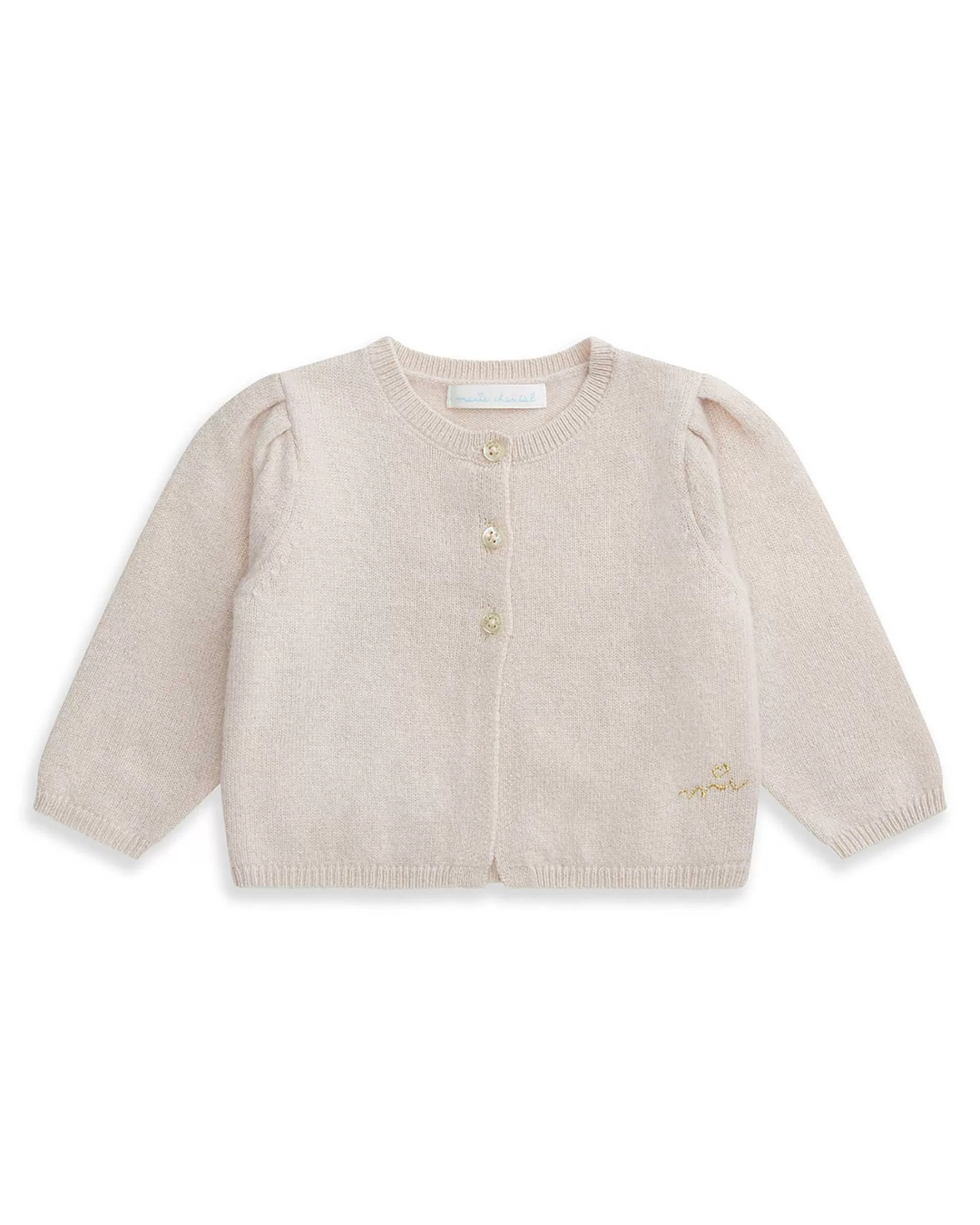 Bébé Marie Chantal Petite Fille*Cardigan Scintillant En Cachemire - Baby Blush
