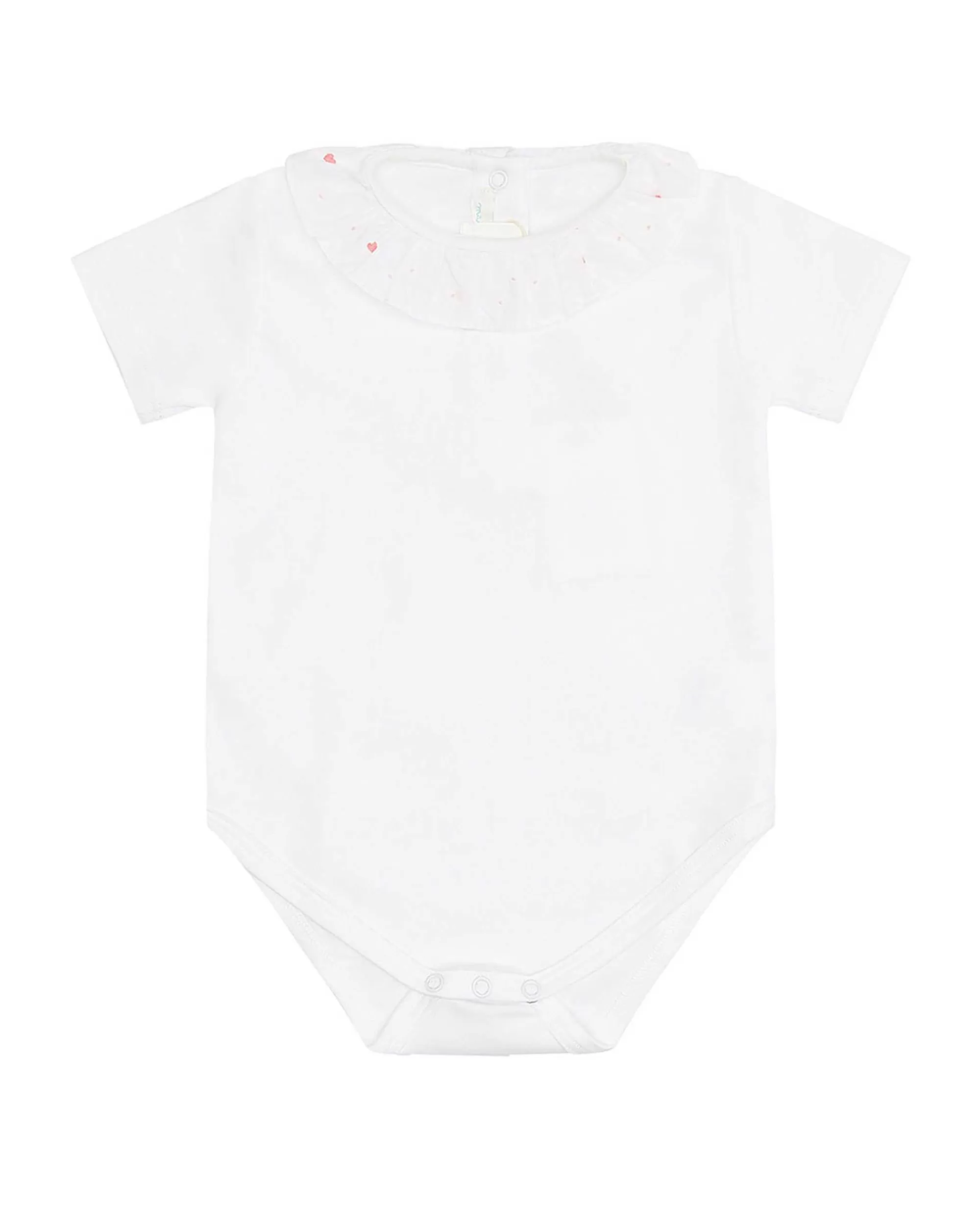 Bébé Marie Chantal Petite Fille*Combinaison A Col Volante Brode Elize - Coeur Rose