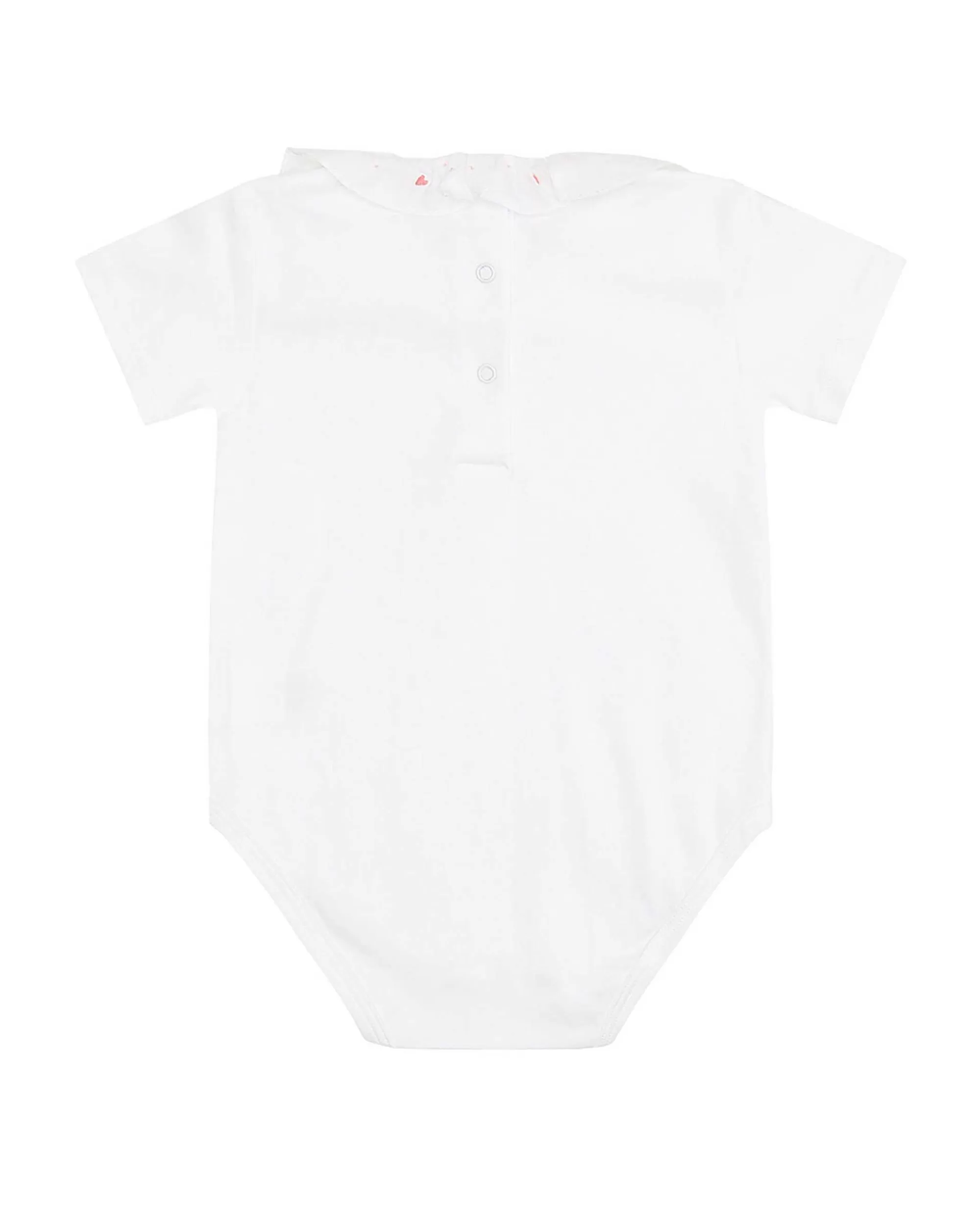 Bébé Marie Chantal Petite Fille*Combinaison A Col Volante Brode Elize - Coeur Rose