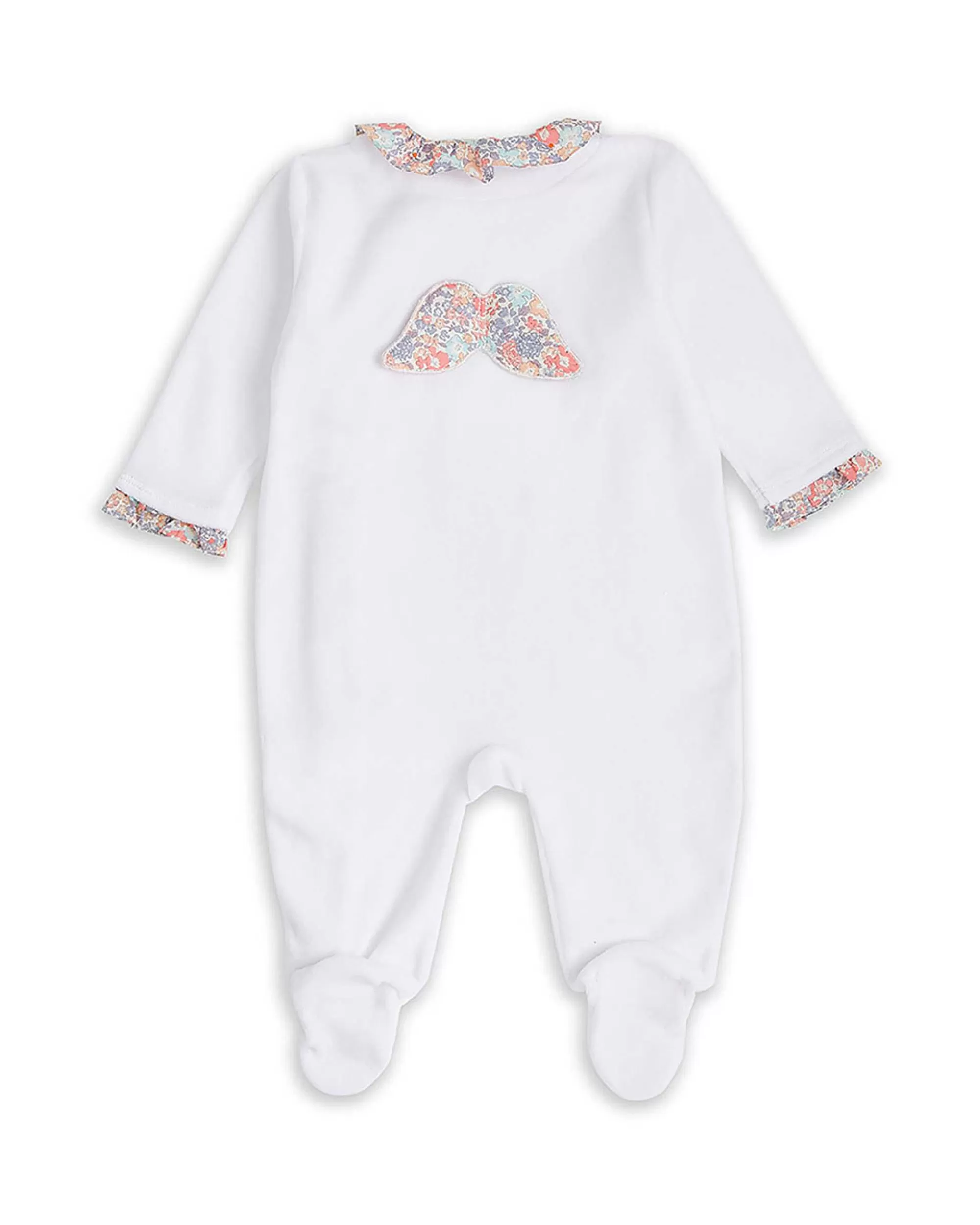 Bébé Marie Chantal L'Aile D'Ange Emblématique*Dors-Bien En Velours Angel Wing - Blanc Floral