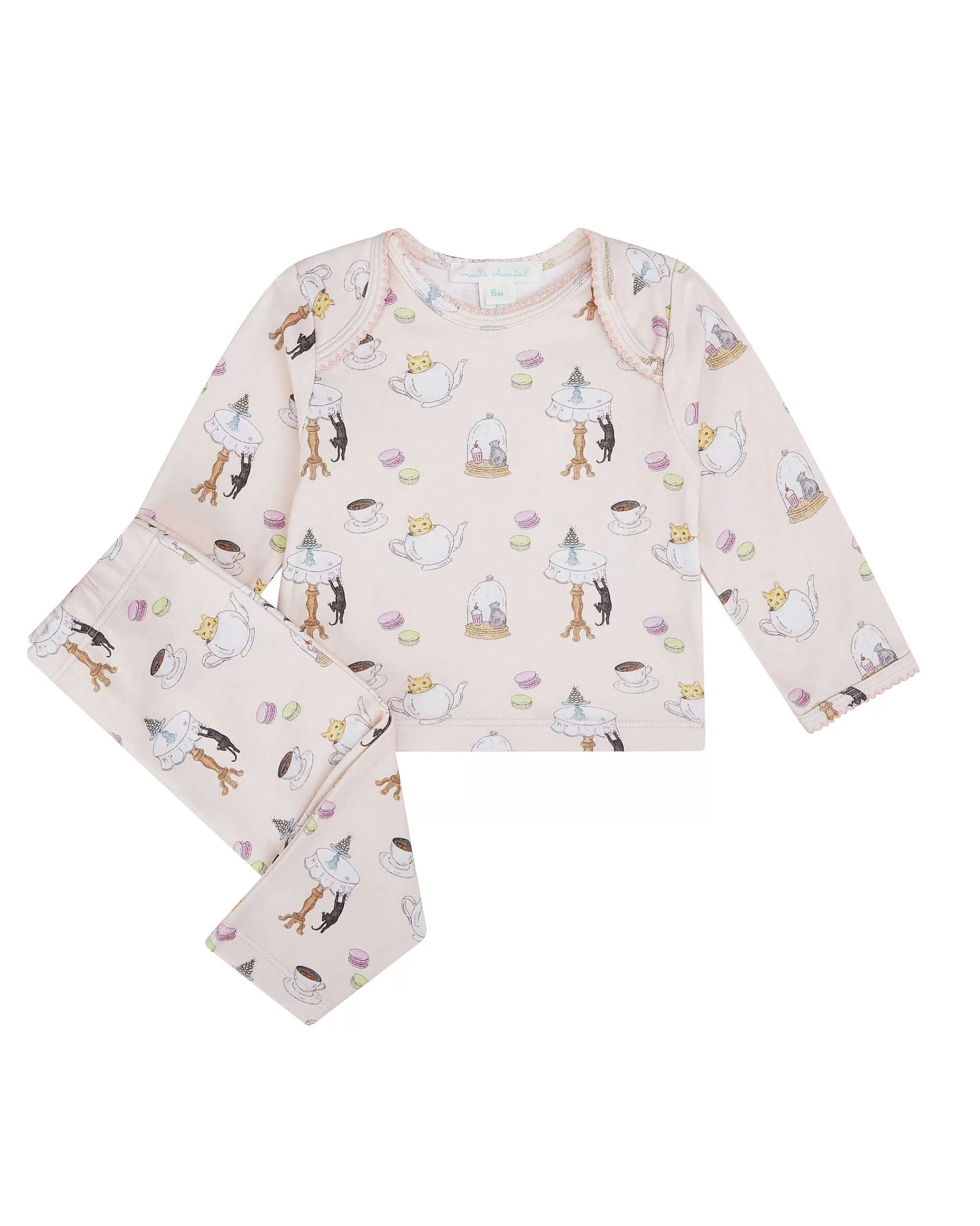 Bébé Marie Chantal Petite Fille*Ensemble 2 Pieces Kitten's Tea Party - Rose Bébé