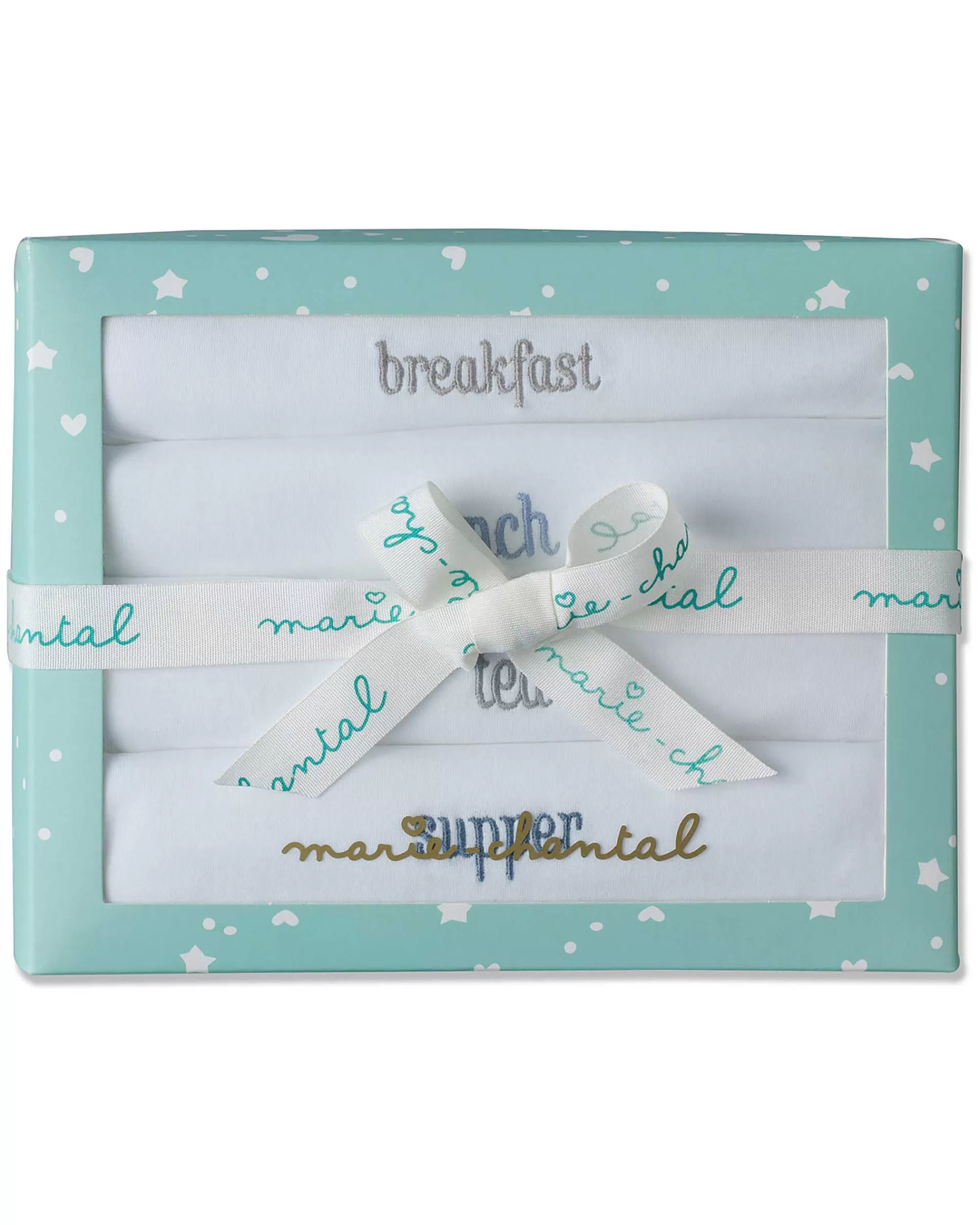 Bébé Marie Chantal Bébé Garçon*Ensemble De Bavoirs Brodes - Dusty Sarcelle