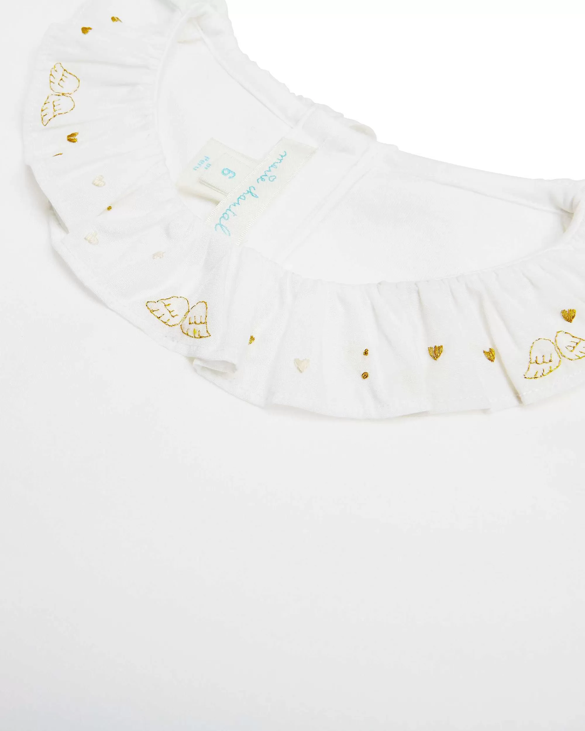 Enfant Marie Chantal Vêtements De Détente*T-Shirt Col Volant Aile D'Ange & Coeur - Enfant Blanc & Or